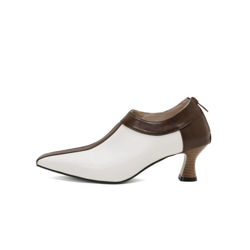 Fashion 2024 new mixed color 5.5cm high-heeled shoes Black White Spring Summer Outdoor Leisure Women's Single Shoes Large Sizes 34-50