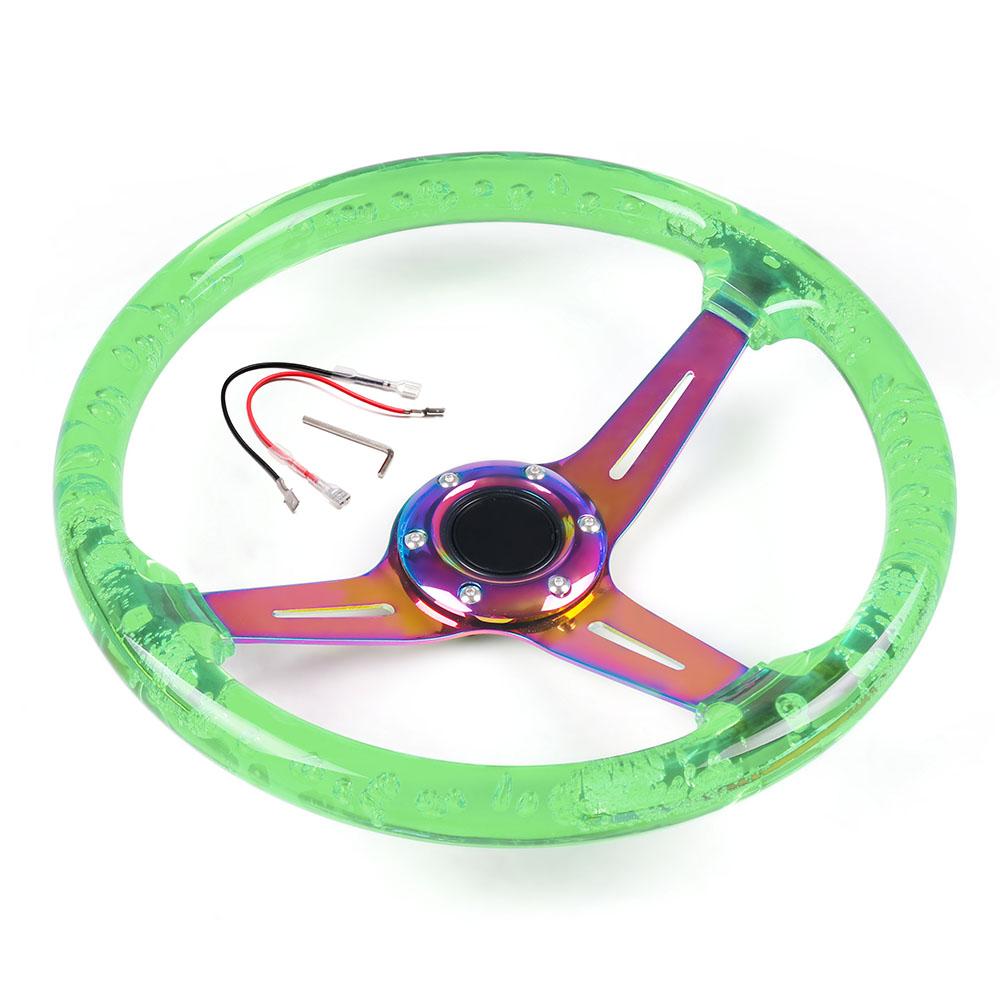 14inch 350MM Acrylic Steering Wheel & Horn Button 6 Holes Neo Chrome Steering Wheel Depth 71MM BX102089
