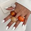 SHIXIN Vintage Smooth Brown Orange Resin Acrylic Rings for Women Minimalist Geometric Chunky Ring Set Autumn/Winter Jewelry New