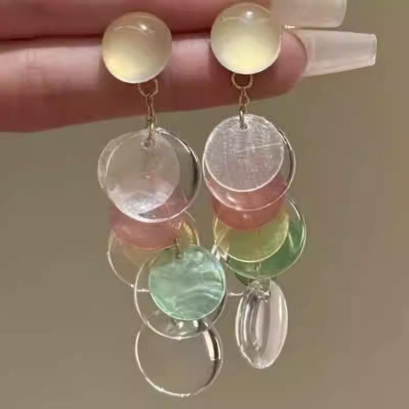 Round Shell Fringed Earrings Light Luxury High Sense Fashion Versatile Earrings Exquisite Niche Design Earrings Women