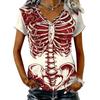 Damen Freizeit V-Ausschnitt Kurzarm T-Shirt Halloween Print Pullover Top