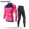 Womens Cycling Jersey Set Long Sleeve Breathable Bike Riding Outfit Sportswear