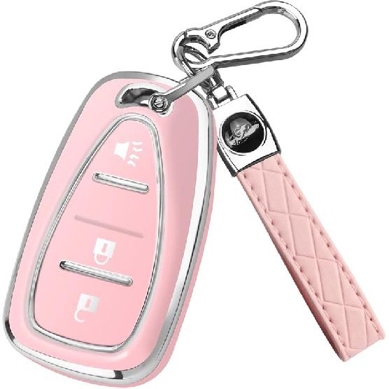 QBUC Key Fob Cover for Chevy, Car Key Fob Case with Keychain for Equinox 2018- Sonic 2017- Spark 2016- Traverse Trailblazer Trax Accessories