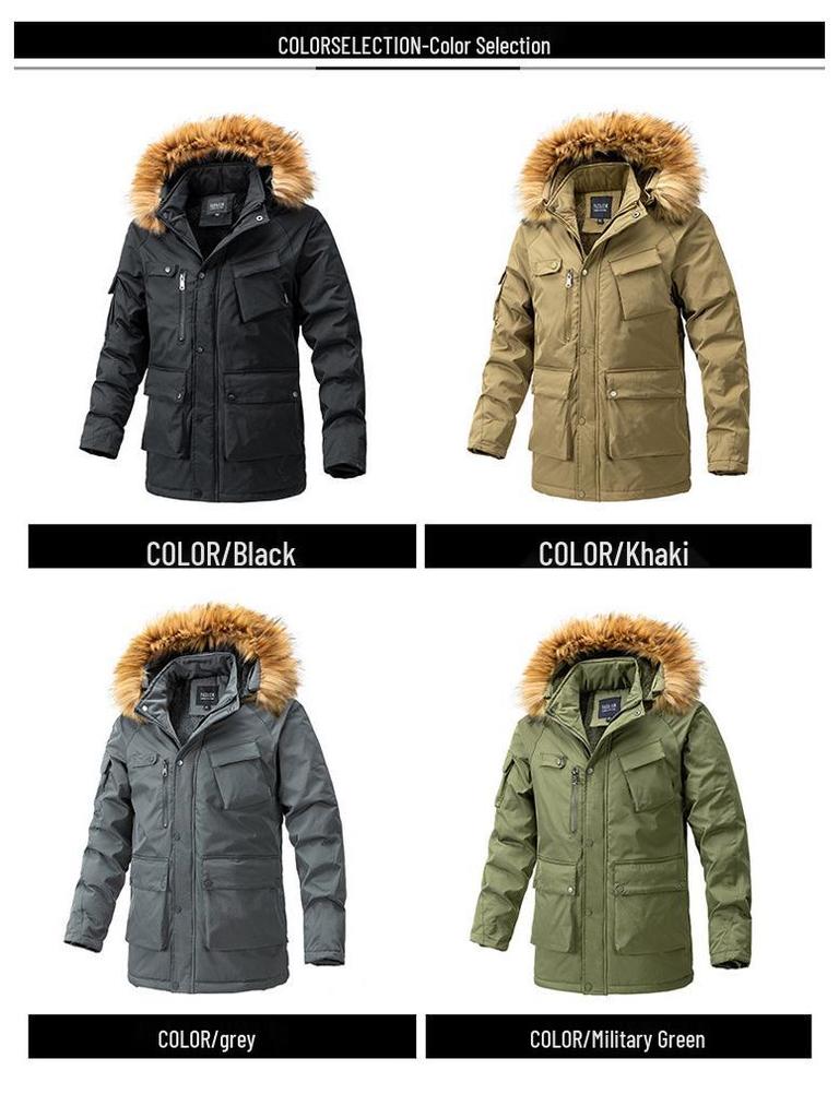 Men's Autumn/Winter Thick Plus Size Pure Cotton Mid-Length Jacket