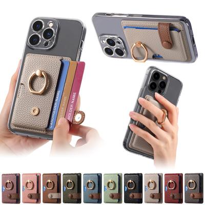 Handyhülle mit Litschi-Maserung, Ölrandring, Kartenhalter, Ständer, Münzfach & Farbblock-Geschenkaufkleber