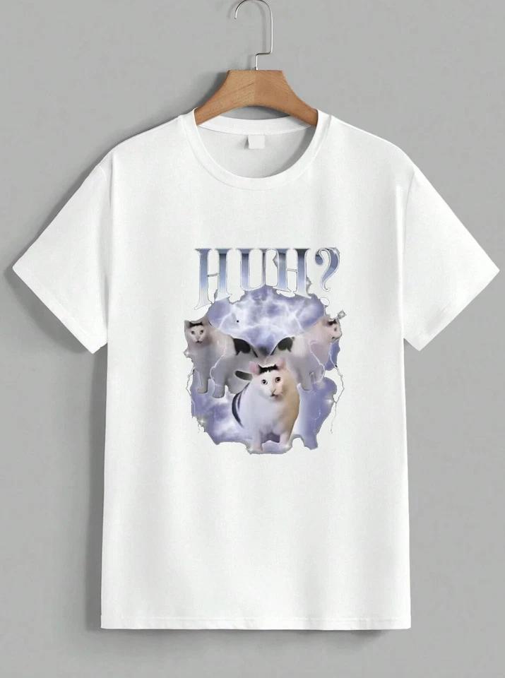 Huh Cat Meme Graphic T-Shirt Funny Chonky Cat Cute Trendy House Iconic Unisex 2 2XL
