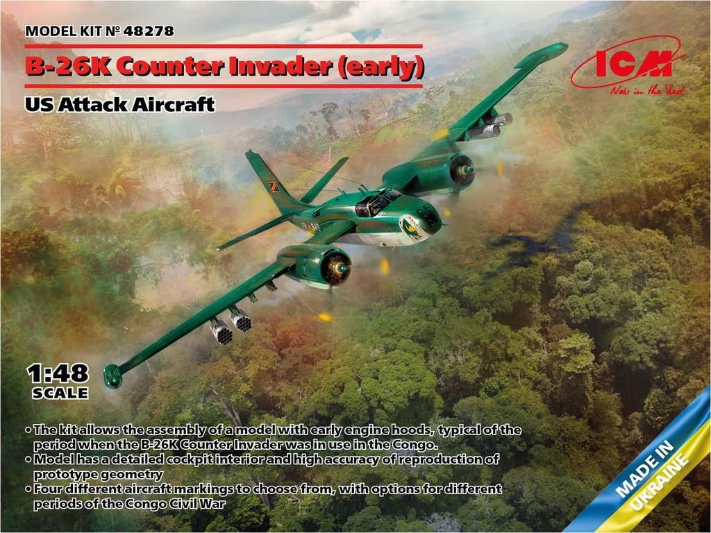 ICM scale US Air Force Counter Invader Plastic Model Kit 48278 1/48 B-26K (Early Model)