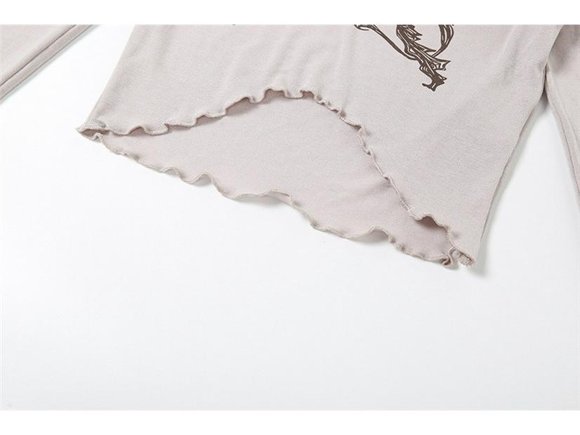 European Style Slim Fit Women's Cropped Long Sleeve Round Neck T-Shirt 2023