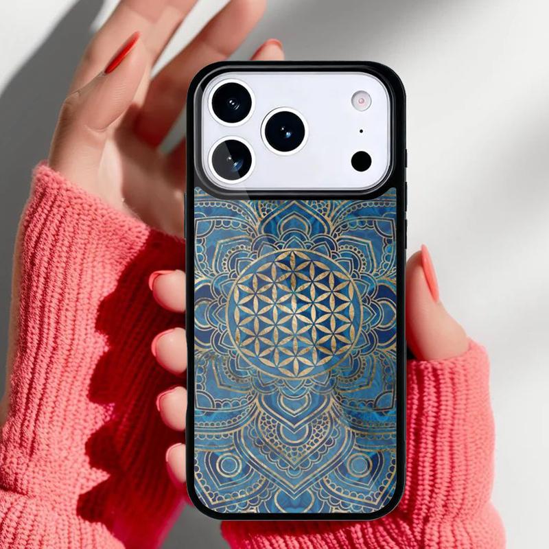 Flower Of Life In Lotus Pastel Golds soft Phone Case for iPhone 17 16 15 14 13 Pro Max Back Cover for 12 11 Pro Coque