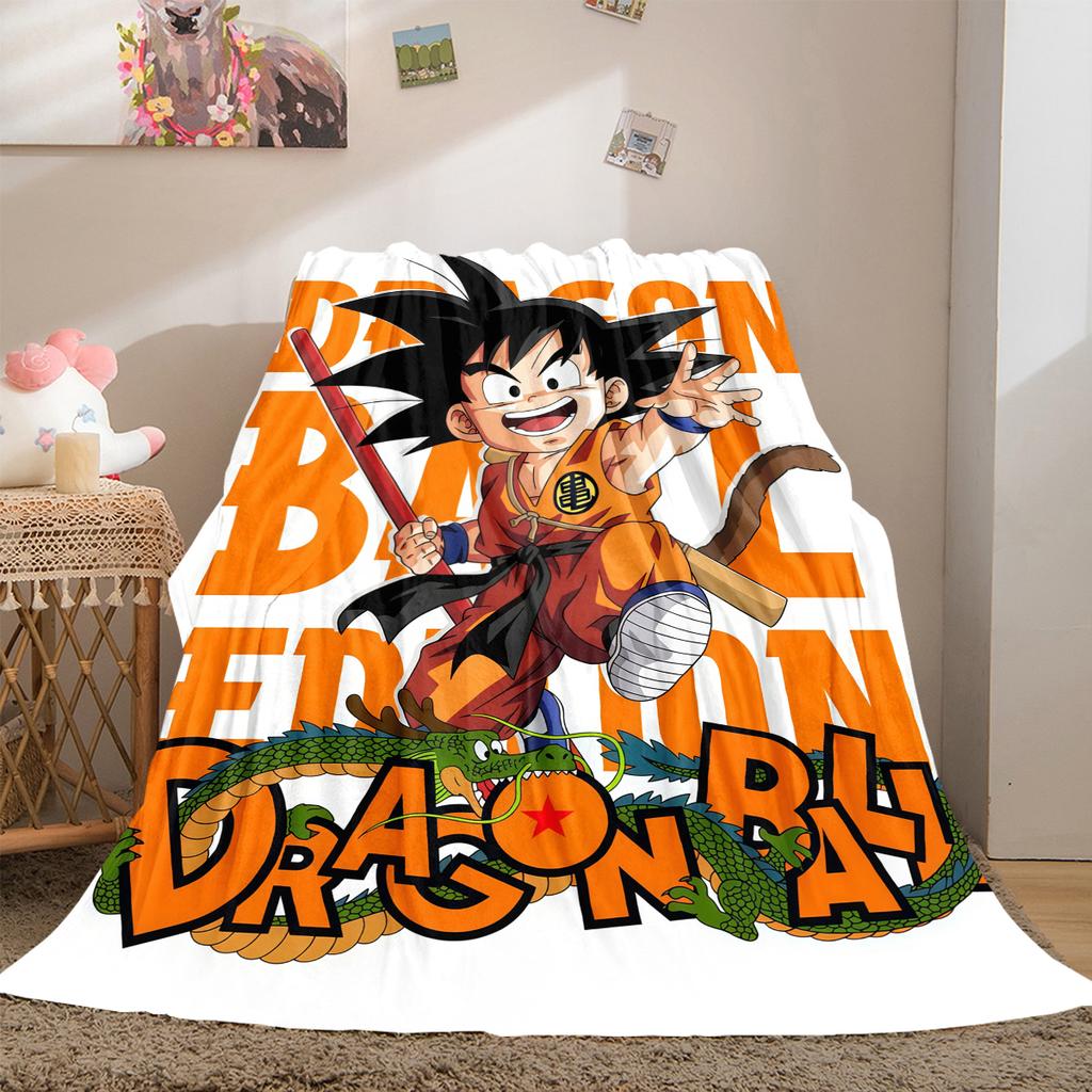 1PC Son Goku  Print Flannel Blanket, High Quality All Seasons, Home Decor, Warmth and Comfort, Perfect for Christmas Gifts