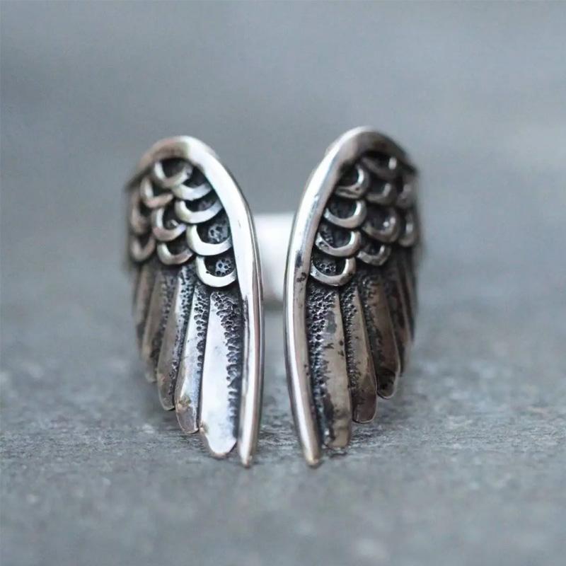 Retro Angel Demon Wings Ring Series For Men Women Punk Gothic Open Ring Creative Unisex Alloy Zircon Accessories Gift For Lover