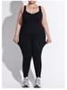 Plus Size Ribbed Backless Jumpsuit: Double Shoulder Strap, Body Shaping, Seamless Hip Lifting Yoga Wear