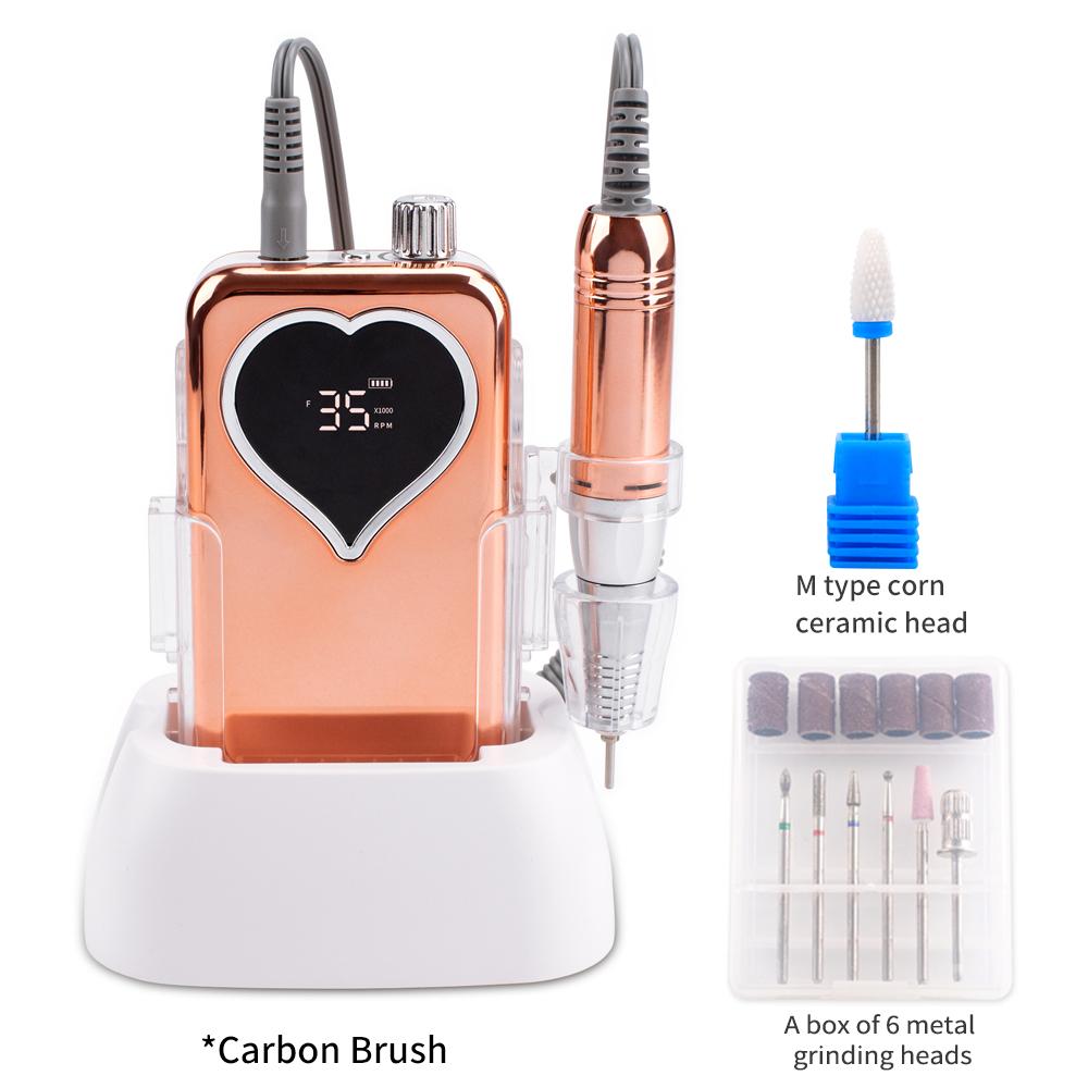 

BEPAN Metallic Gold 35000RPM Nail Drill Nail File Machine Nail Drill Bits Cordless Polisher with Desktop Base US