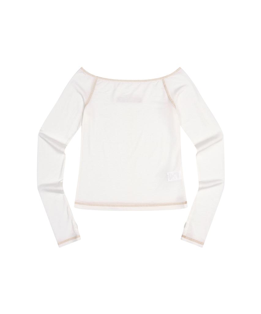 Yusentig Stitch Off-Shoulder T-Shirt Ivory Aw5Xe23203