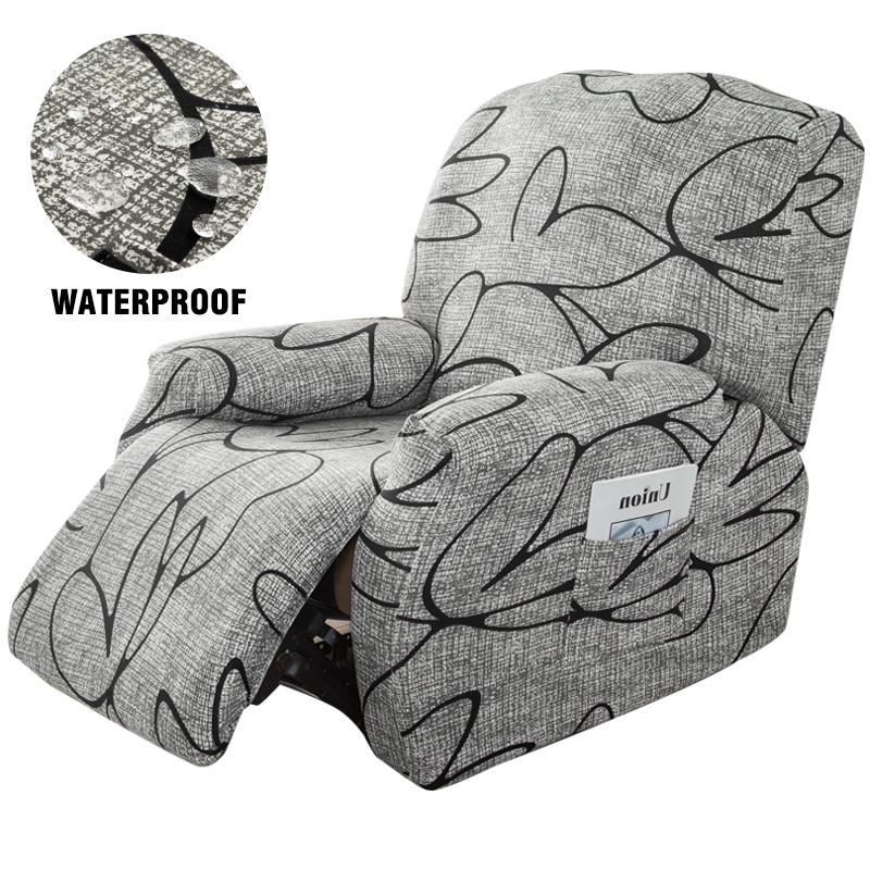 Water-Resistant Recliner Cover With Pockets Single Reclining Slipcover 4-Pieces Recliner Sofa Chair Cover Furniture Protector