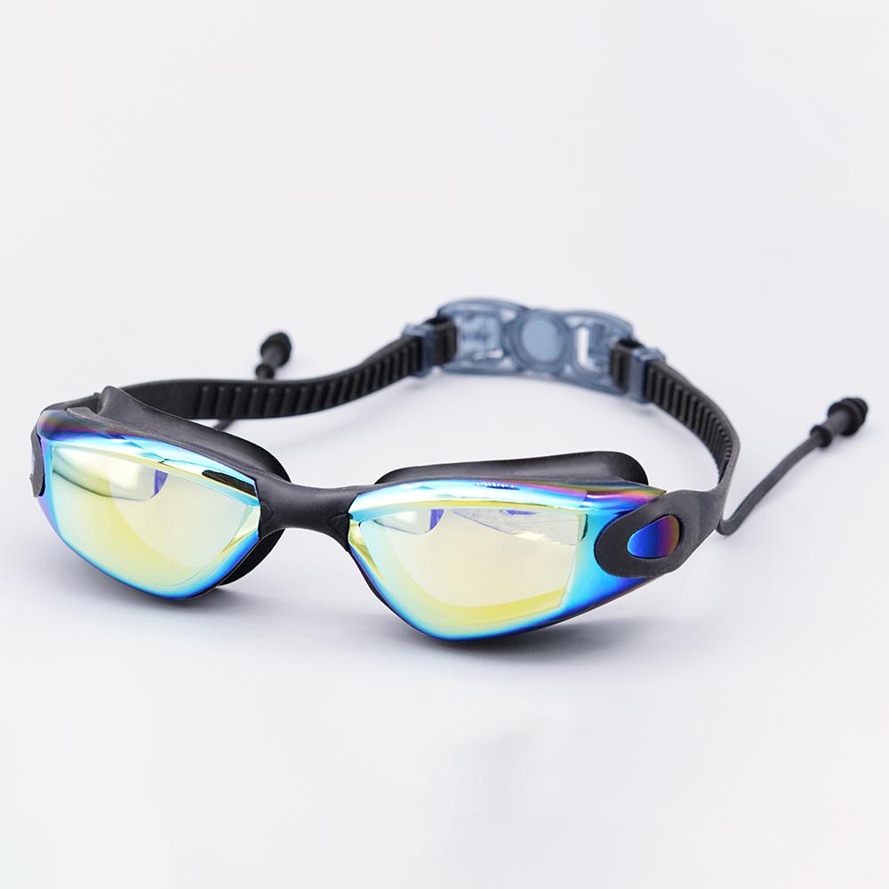 UV Anti-Fog Electroplating Swimming Goggles with Surf Ear Plugs - Waterproof Pool Swim Eyewear