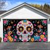 1 Piece of Colorful Dia De Los Muertos Garage Door Banner - Durable Polyester Vibrant Floral Skull Designzyc