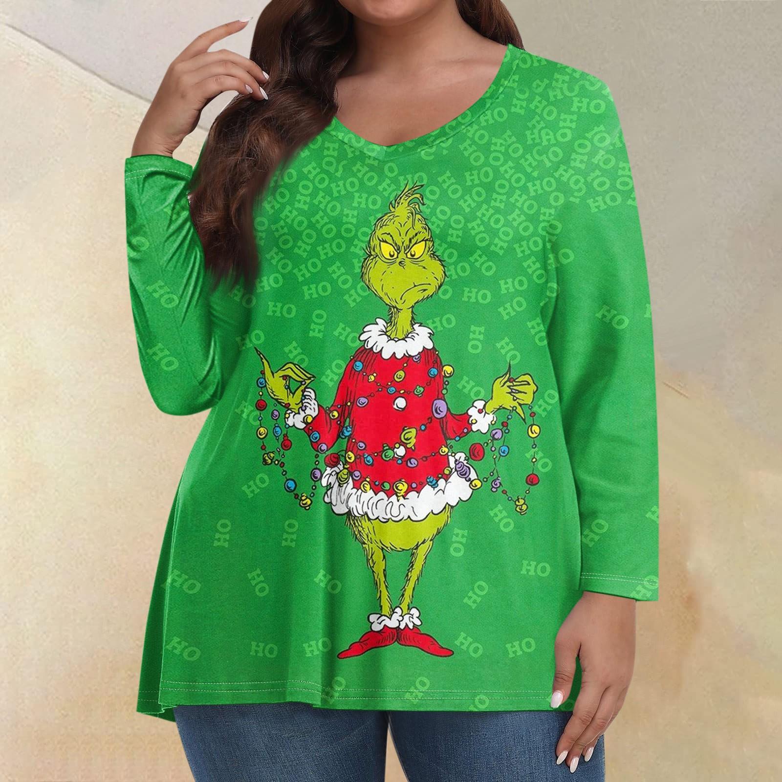 

Женские топы больших размеров с длинным рукавом и принтом, рубашки с V-образным вырезом, повседневная одежда, топы L темно-зеленого