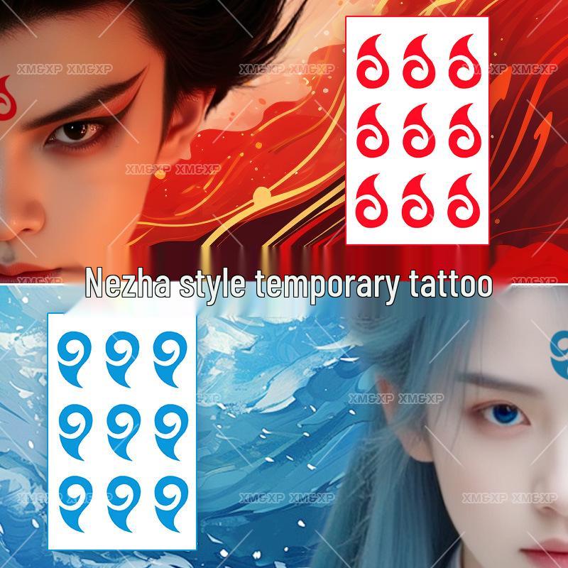 Nezha & Ao Bing Children's Tattoo Stickers: Demon Child & Blue Glabella Designs
