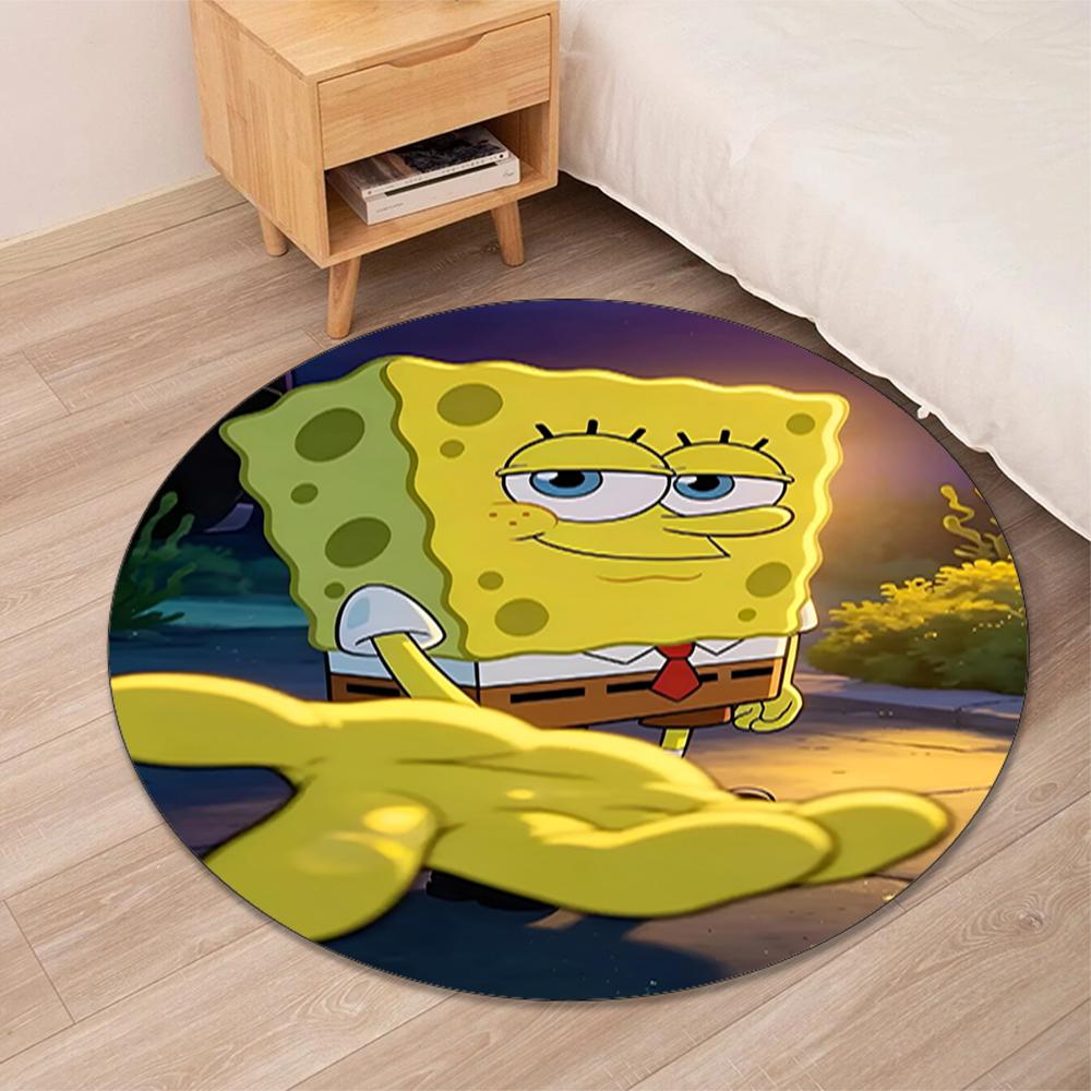 SpongeBob Printed Round Rug Carpet Chair Rug Area Rug Entryway Doormats,for Office Chair Living Room Bedroom Kitchen Room.