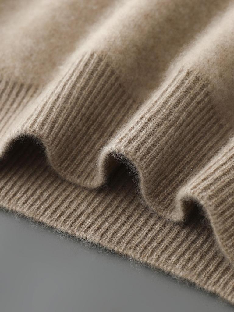 Men's Autumn Winter Loose Fit Round Neck Wool Sweater - Thick, Fashionable Color Block Base Layer