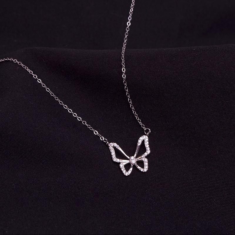 Banyan Tree S925 Silver with 14K Gold Butterfly Necklace - Cold Style, Elegant Temperament, Aesthetic Clavicle Chain - New Trend