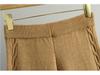 Women's Versatile Autumn/Winter Half-Zip Knit Top and Wide-Leg Pants Set