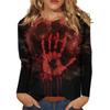 Women's Long-sleeved Loose-necked Halloween Print Casual Top, Suitable for Holiday Parties