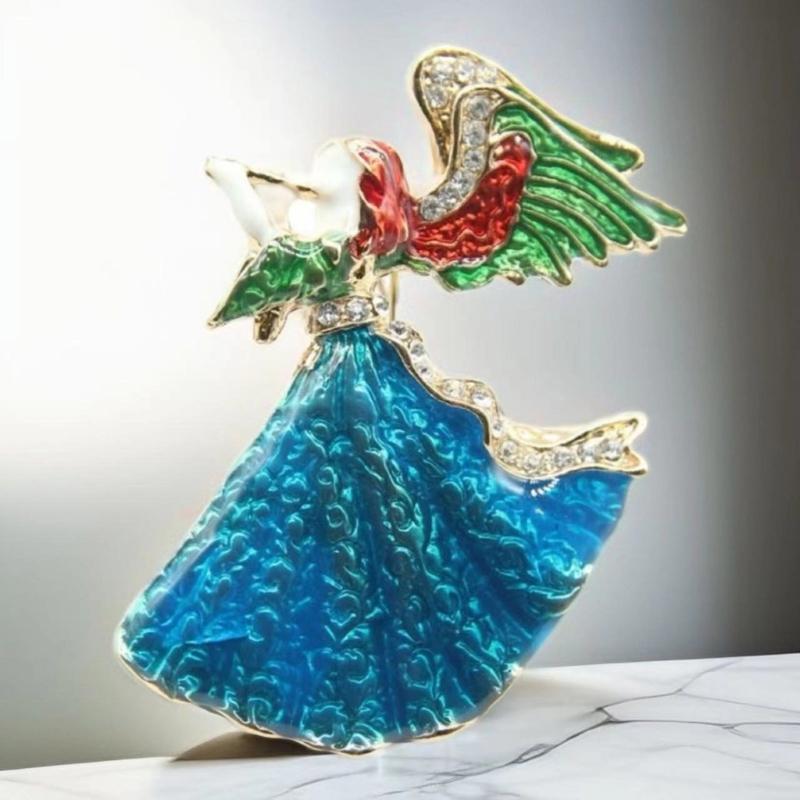 Unique Angel Brooch Pin with Sparkling Rhinestones Unique Angel Brooch Alloy Texture for Multifuntional Outfit Styling