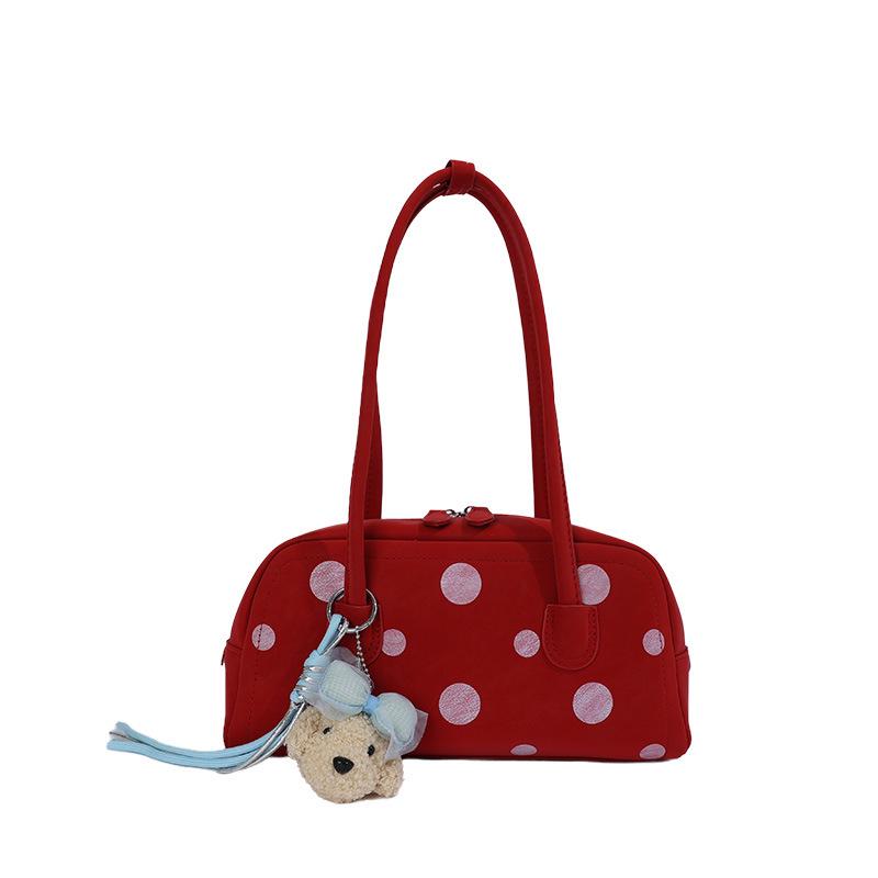 Korean Polka Dot Boston Baguette Pillow Bag - Women's Versatile 2026 Shoulder Bag