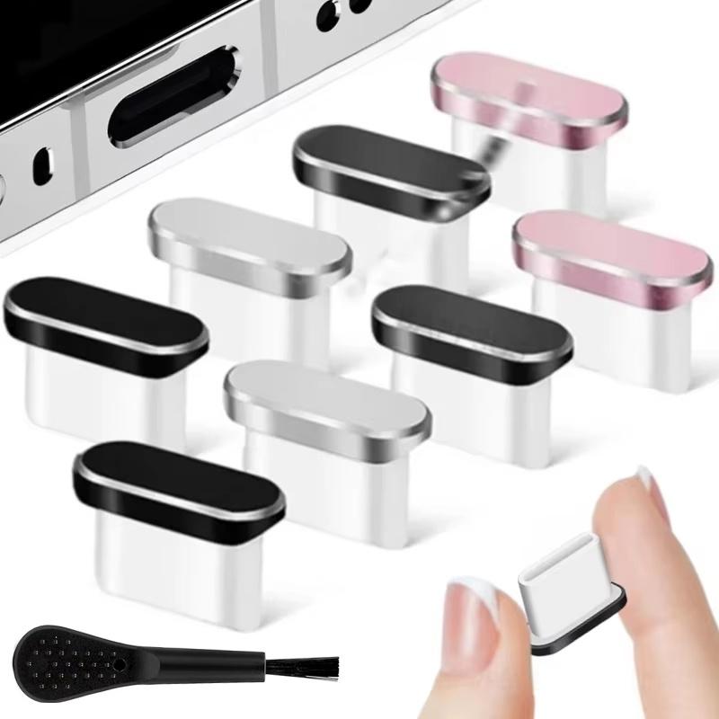 5 Pcs Charging Port Cover Caps With Cleaning Brush Type C Dust Plug Anti Dust Stopper For Realme Xiaomi Huawei USB C Smart Phone