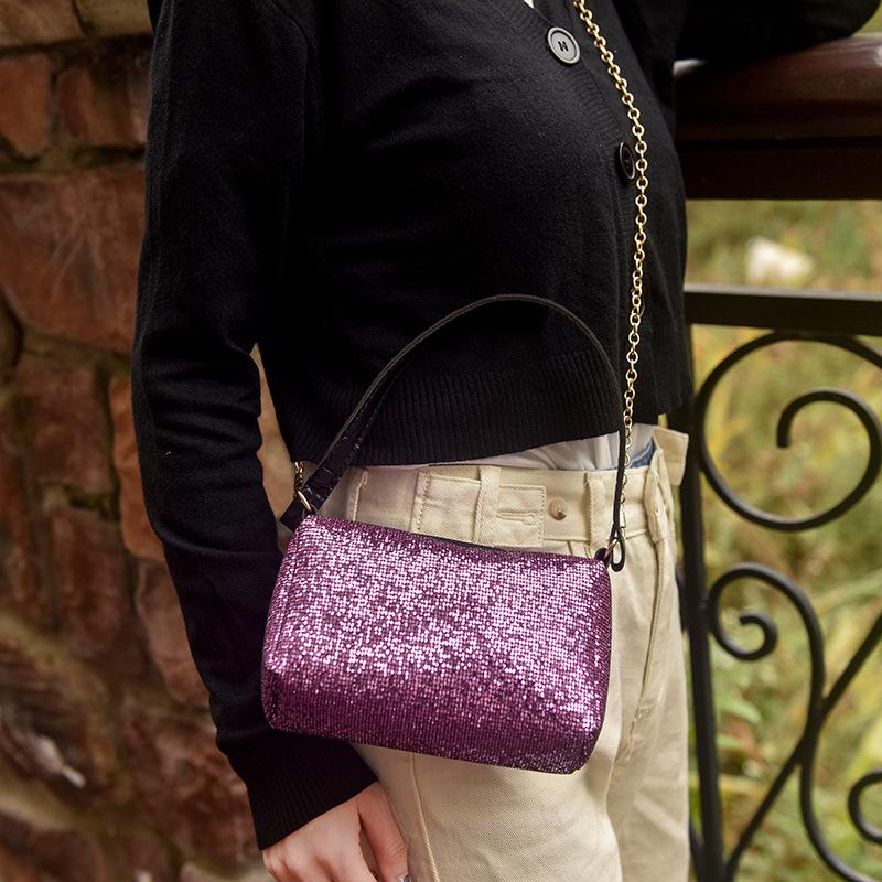 IELGY Kjede Paljetter Bærbar Mote Putepose Skulderveske Crossbody Håndveske Stor Kapasitet Lett Casual