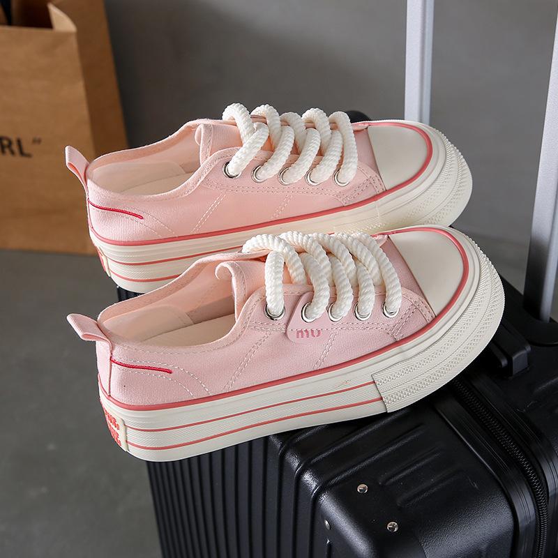 Fashion platform canvas shoes women's 2025 summer new Korean version fashion versatile small height increase casual white shoes