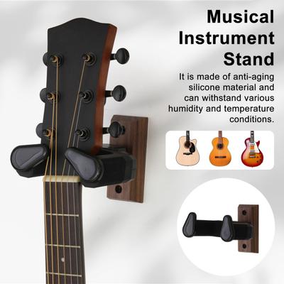 Nástěnný držák na kytaru ve tvaru U z ořechového dřeva, univerzální držák/háček/stojan pro akustickou, elektrickou kytaru, banjo, basu