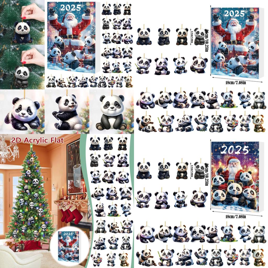 Christmas Panda Advent Calendar Blind Box With 24 Acrylic Decor For Holiday Gift Giving