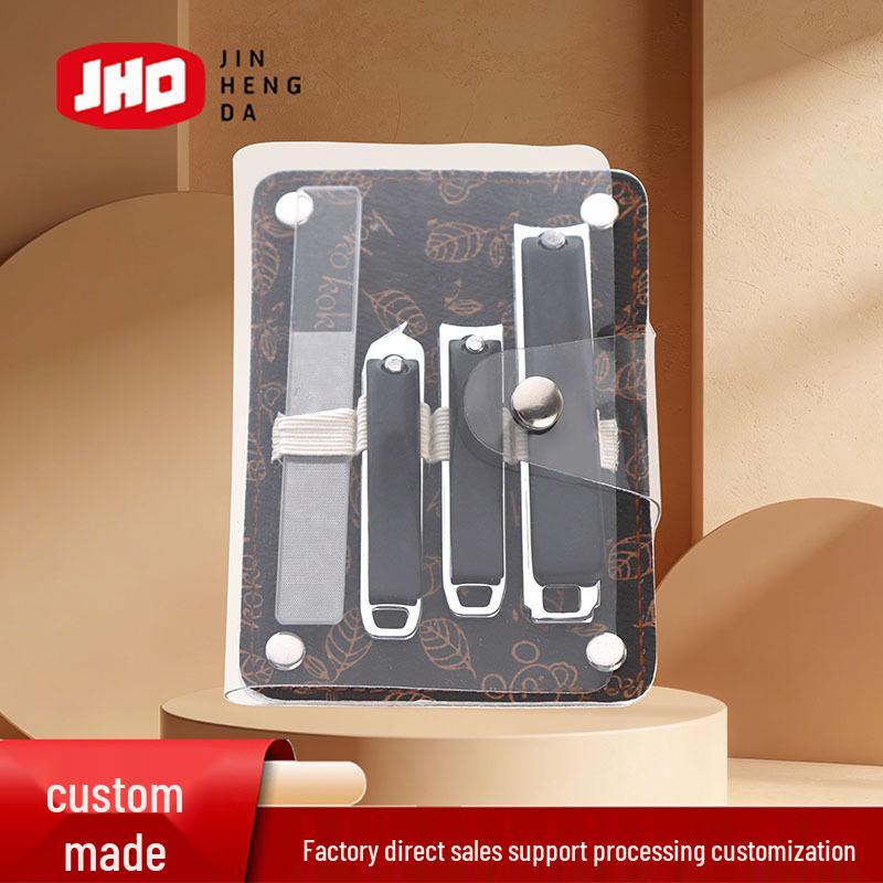 Koala 4-Piece Manicure Set: Clear Bag, Flat & Angled Nail Clippers, Nail File Combination