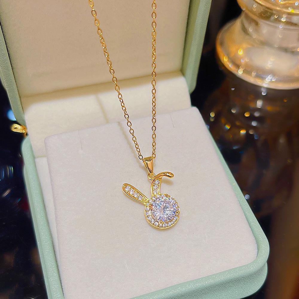 

Korean Style Zircon Rabbit Pendant Necklace - Cute & Versatile Women s Accessory