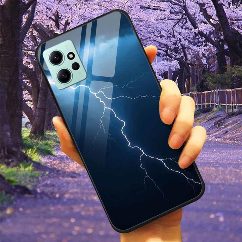 For Xiaomi Redmi Note 12 4G 2023 Case Tempered Glass Starry Marble Hard Back Protective Cover for Redmi NOTE 12 Note12 4G Global