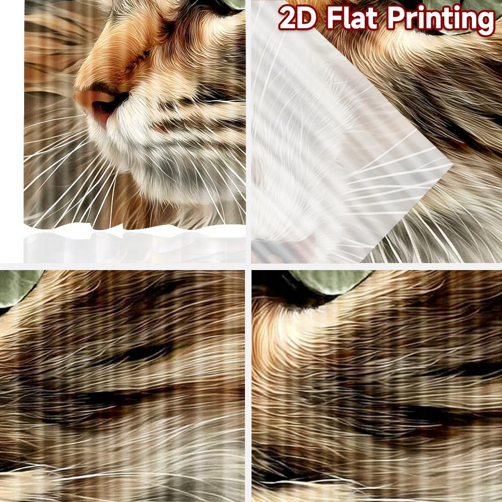 2D flat printing 2pcs Curtain Window Treatment Curtains Cat's Intense Gaze Digital Printed Polyester Drapes Festive Wall Decor