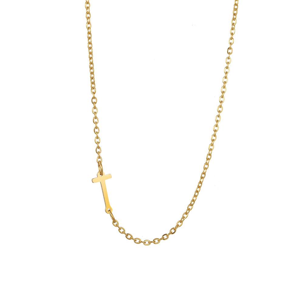 Cazador Sideways Tiny Letter Initial Necklaces A-Z Letters Necklace Stainless Steel Necklace For Women Gift Anniversary Jewelry