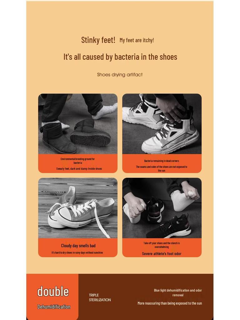 Dual-Use Shoe Deodorizing & Sterilizing Dryer for Wet and Dry Shoes - Home Shoe Drying and Baking Machine.