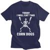 Skeleton Corn Dogs Funny Food Meme T Shirt for Men 100 Cotton Tshirts Sumer Style Short Sleeve Tee Shirt Slim Fit Clothing