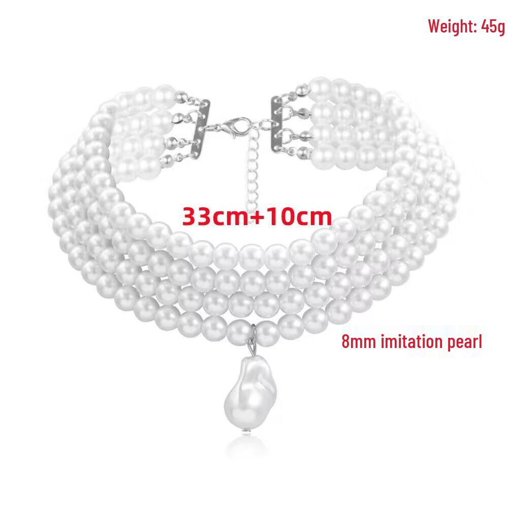 European and American Retro Baroque Imitation Pearl Choker Necklace