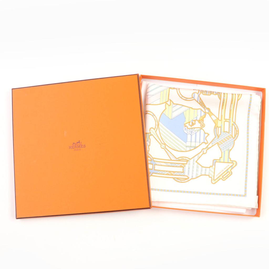 Pristine HERMES scarf Gavroche Tattersall Zigzag silk Women Used