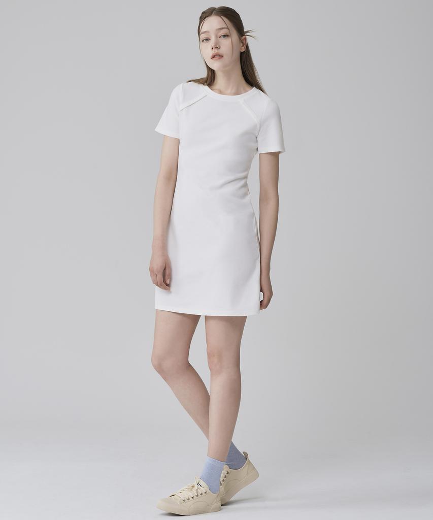 Hye Young Kim A-Line Short Sleeve Pique Dress - White