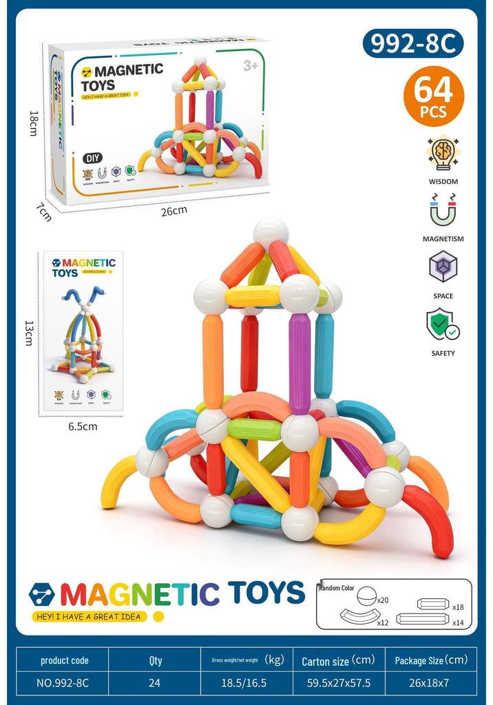 Creative Telescopic Magnetic Puzzle Stick for Early Learning and Decompression
