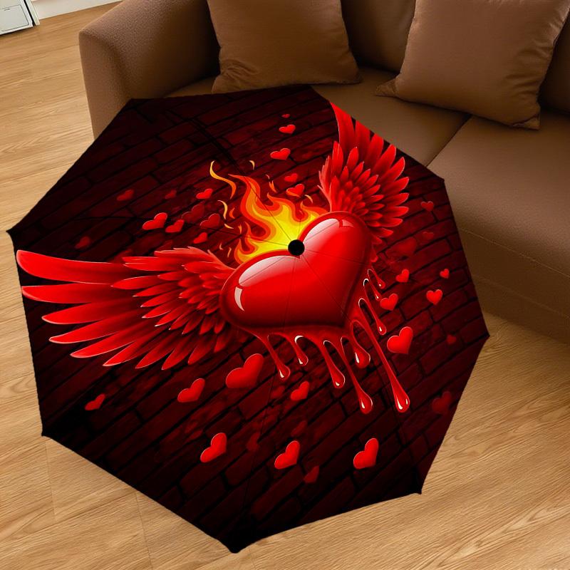 1pc Heart Wings Automatic Open/Close Umbrella Compact Folding Umbrella with 8-Rib Shaft for Women/Men, Elegant Birthday1185S