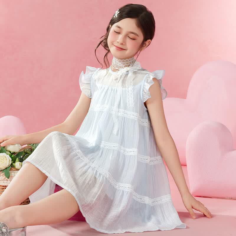 Little Tiger Patty Girls  Flutter Sleeve Tiered Dress 150