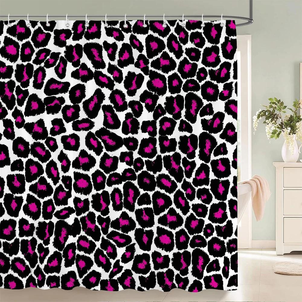 1 Pc Modern Bowknot Leopard Pattern Shower Curtains With Hooks Bathroom Curtains Printing Shower Curtain Home Decor Curtain