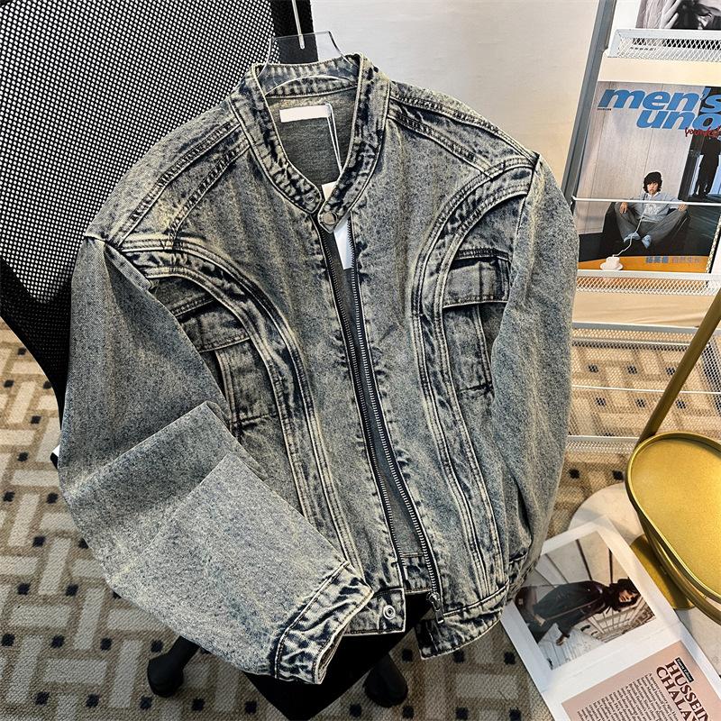 

Мужская красивая новая джинсовая куртка в американском тренде на весну и осень, мужской джинсовый топ с подплечниками 3XL